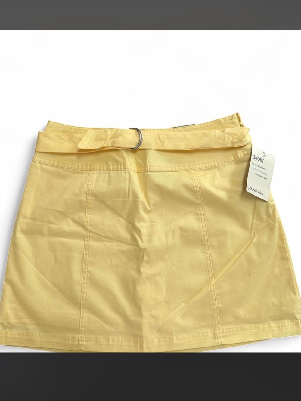 St. John's Bay Yellow Polka Dot Mini Skirt with D-Ring Waist